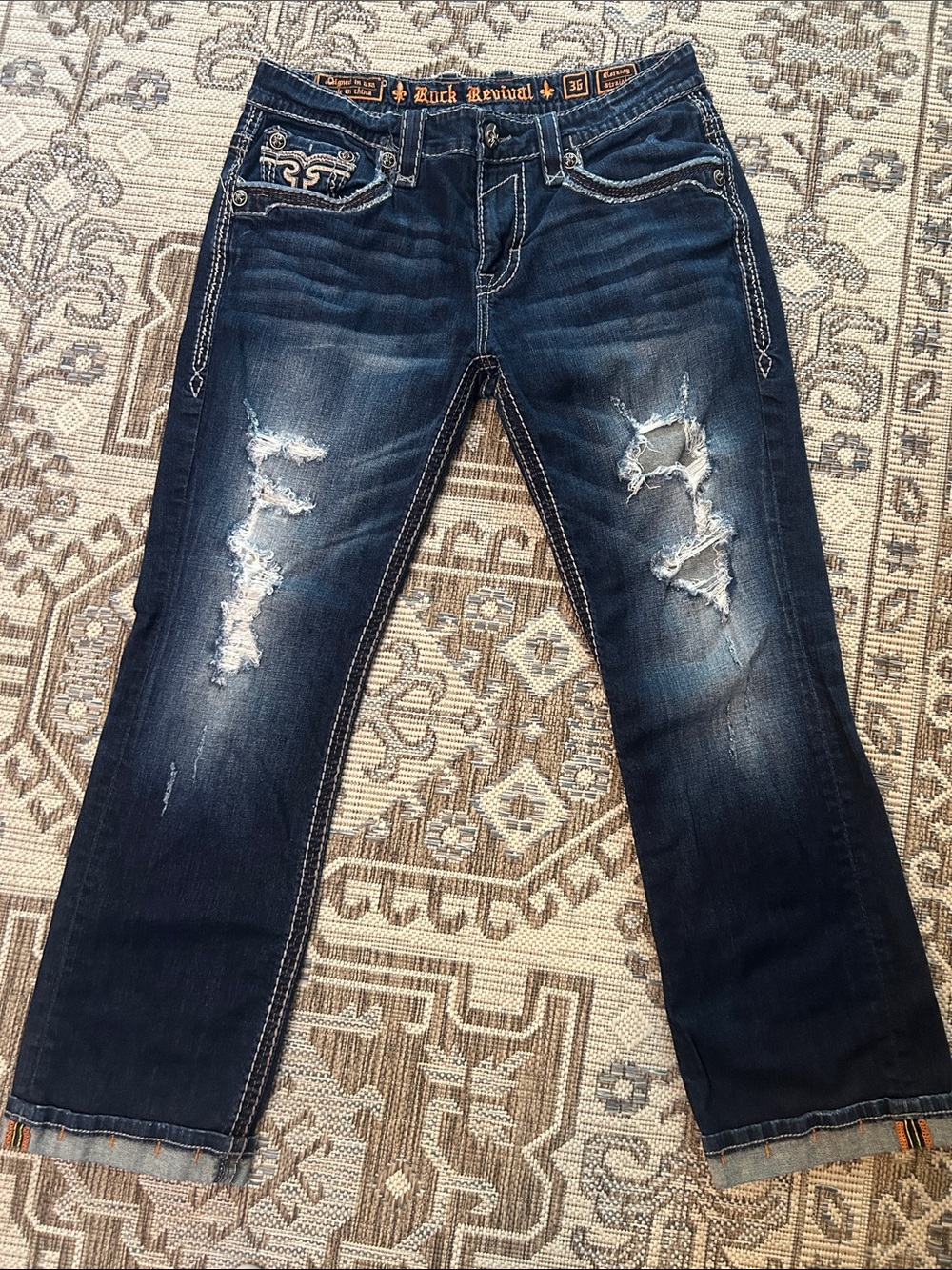 Rock Revival Men's Morancy Straight Distressed Jeans
